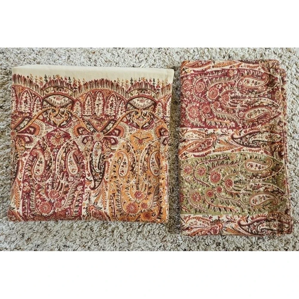 Pottery Barn Linen Cotton Paisley Pillow Covers Lumbar Square Boho Beachy